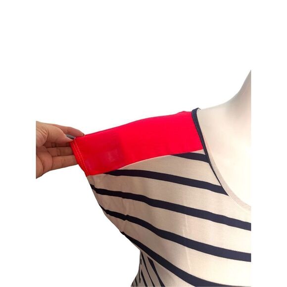 A.gain | MIXED MEDIA SHORT SLEEVE‎ T-SHIRT STRIPED NEON ACCENTS POLKA DOTS M - Picture 2 of 8